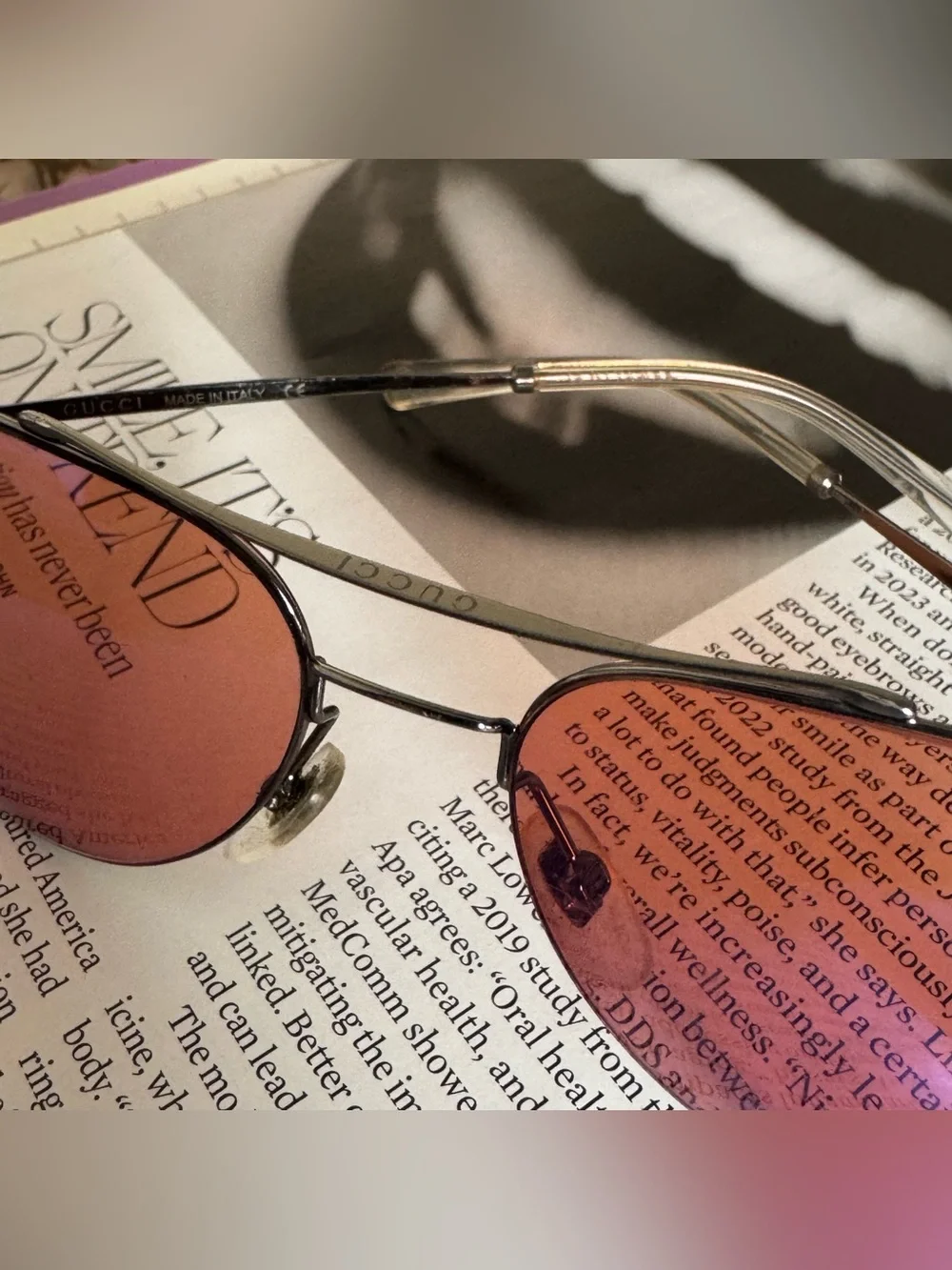 Gucci aviators w/ rose tinted lens